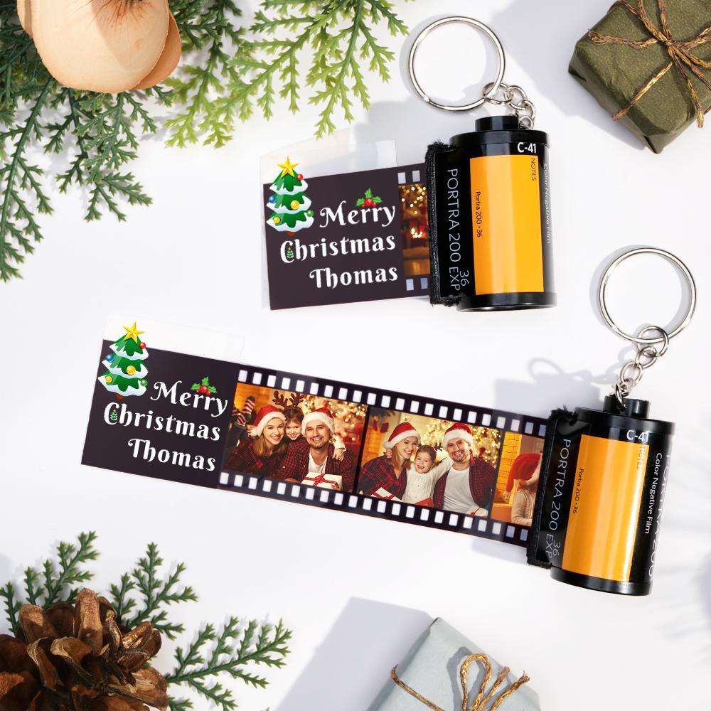 Custom Photo Film Roll Keychain Christmas Tree Pattern Camera Keychain Christmas Day Gift - Get Photo Blanket