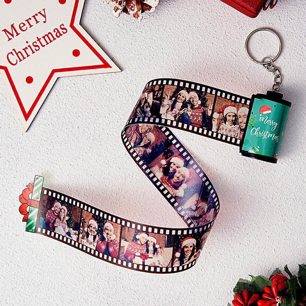 Custom Photo Film Roll Keychain Engraved Gift Box Pullable Camera Keychain Christmas Day Gift - Get Photo Blanket