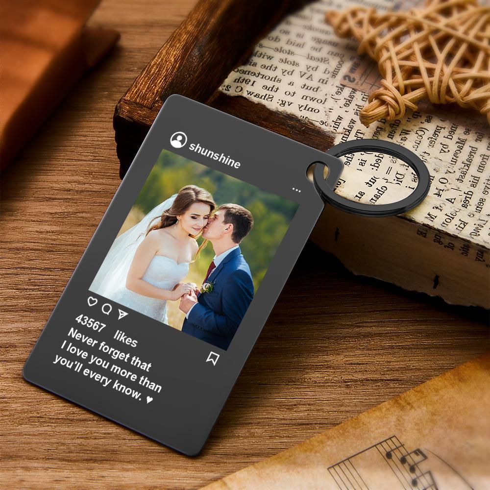 Personalized Instagram Design Keychain Custom Photo Fashionable Keychain Valentine's Day Gift - Get Photo Blanket