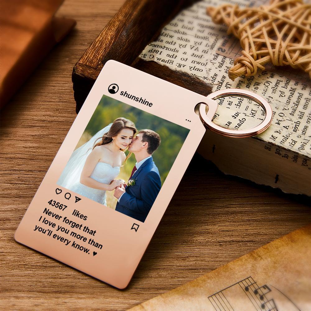 Personalized Instagram Design Keychain Custom Photo Fashionable Keychain Valentine's Day Gift - Get Photo Blanket