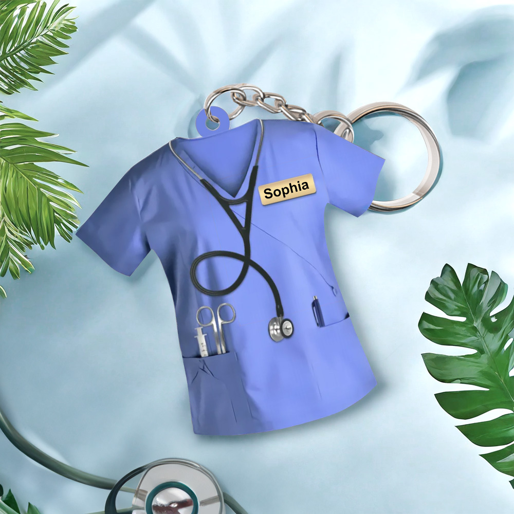 Custom Nurse Uniform Keychain Acrylic Keychain With Text Unique Gift For Nurse - Get Photo Blanket
