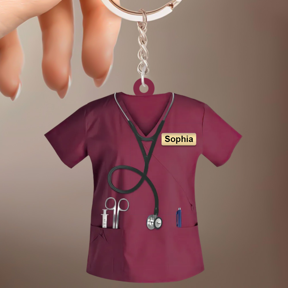 Custom Nurse Uniform Keychain Acrylic Keychain With Text Unique Gift For Nurse - Get Photo Blanket