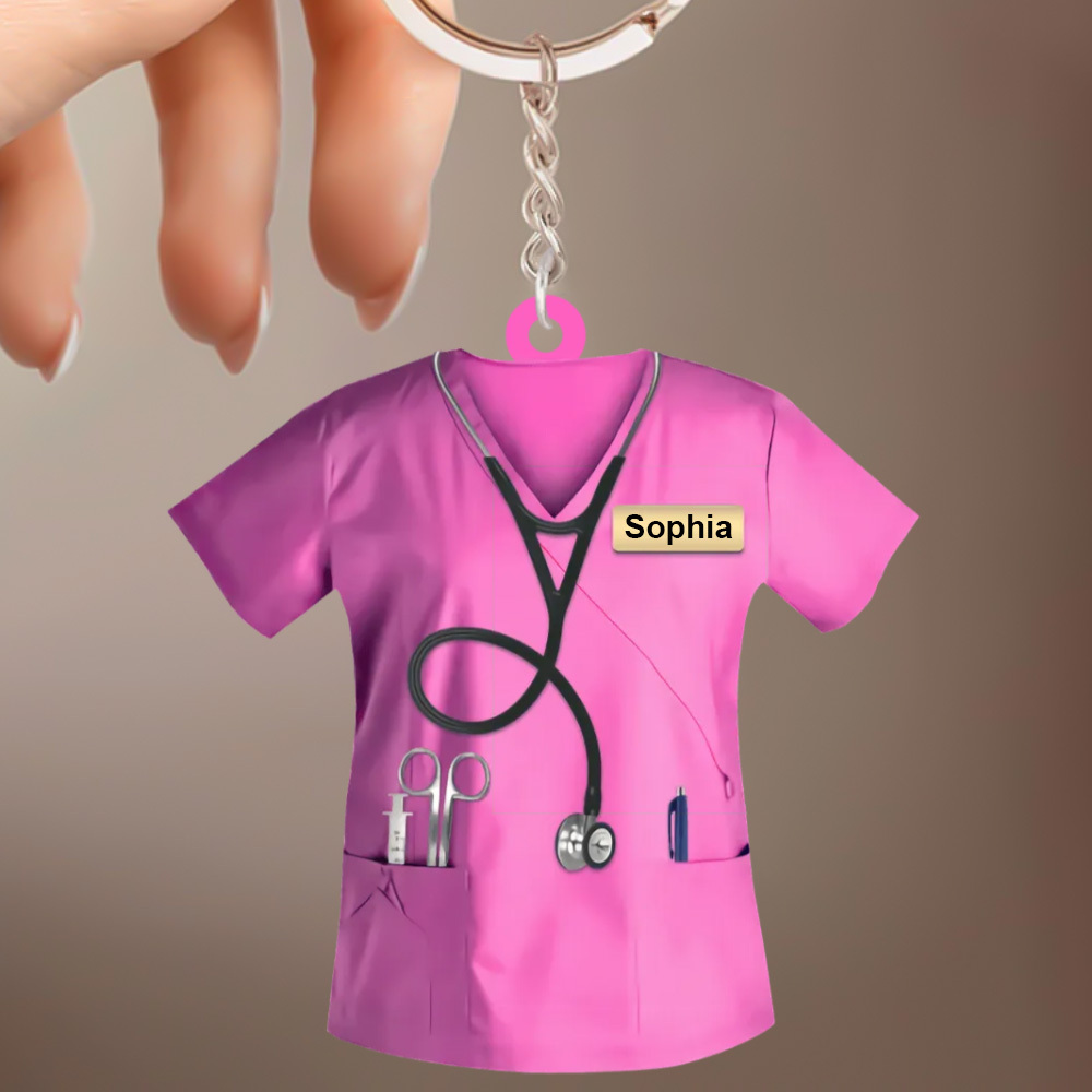 Custom Nurse Uniform Keychain Acrylic Keychain With Text Unique Gift For Nurse - Get Photo Blanket