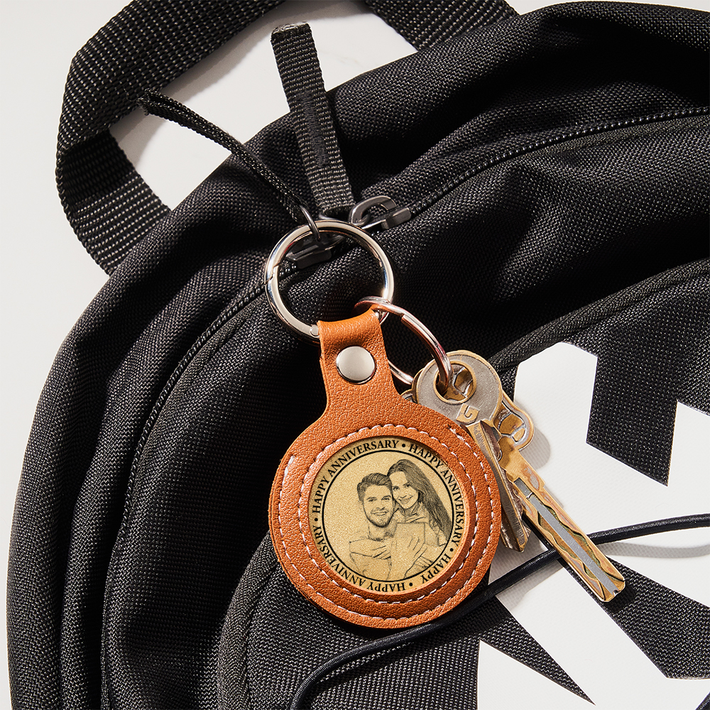 Personalized Calendar Lucky Charm Gold Coin Keychain with Custom Photo & Date | Engraved Titanium Steel Coin in PU Leather Case | Anniversary, Birthday, Christmas Gift for Couples - Get Photo Blanket