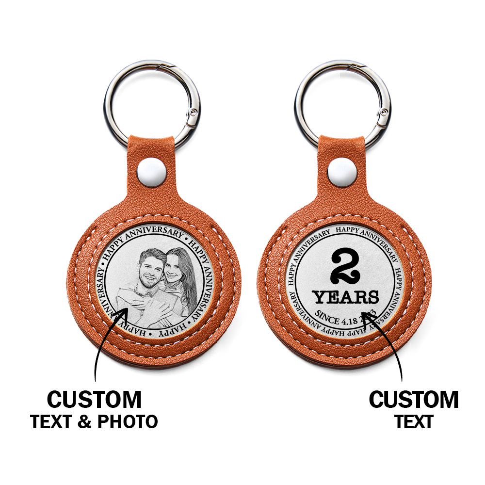 Personalized Calendar Lucky Charm Gold Coin Keychain with Custom Photo & Date | Engraved Titanium Steel Coin in PU Leather Case | Anniversary, Birthday, Christmas Gift for Couples - Get Photo Blanket