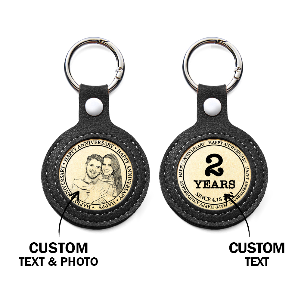 Personalized Calendar Lucky Charm Gold Coin Keychain with Custom Photo & Date | Engraved Titanium Steel Coin in PU Leather Case | Anniversary, Birthday, Christmas Gift for Couples - Get Photo Blanket