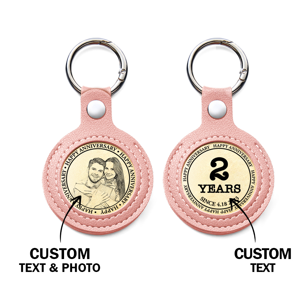 Personalized Calendar Lucky Charm Gold Coin Keychain with Custom Photo & Date | Engraved Titanium Steel Coin in PU Leather Case | Anniversary, Birthday, Christmas Gift for Couples - Get Photo Blanket