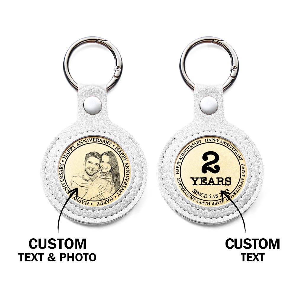 Personalized Calendar Lucky Charm Gold Coin Keychain with Custom Photo & Date | Engraved Titanium Steel Coin in PU Leather Case | Anniversary, Birthday, Christmas Gift for Couples - Get Photo Blanket