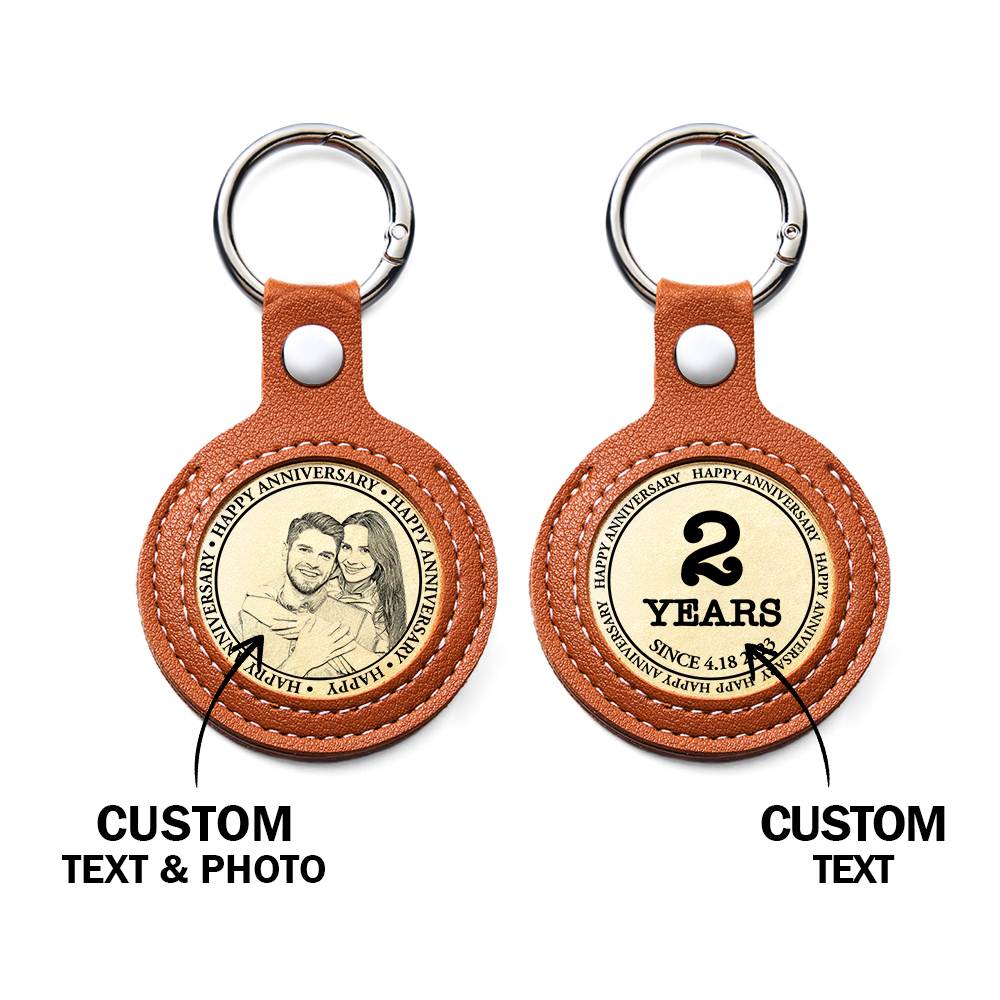 Personalized Calendar Lucky Charm Gold Coin Keychain with Custom Photo & Date | Engraved Titanium Steel Coin in PU Leather Case | Anniversary, Birthday, Christmas Gift for Couples - Get Photo Blanket