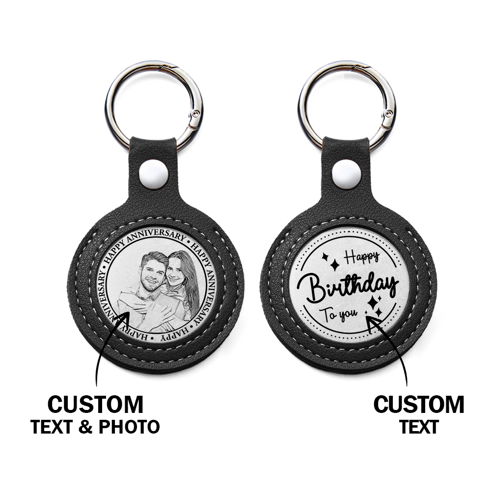 Personalized Calendar Lucky Charm Gold Coin Keychain with Custom Photo & Date | Engraved Titanium Steel Coin in PU Leather Case | Anniversary, Birthday, Christmas Gift for Couples - Get Photo Blanket