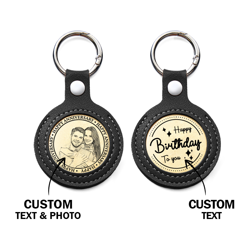 Personalized Calendar Lucky Charm Gold Coin Keychain with Custom Photo & Date | Engraved Titanium Steel Coin in PU Leather Case | Anniversary, Birthday, Christmas Gift for Couples - Get Photo Blanket