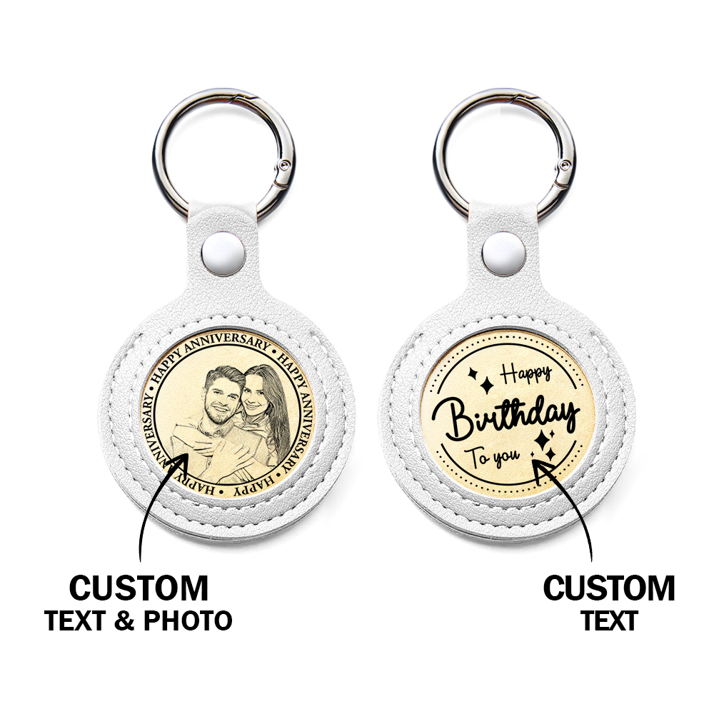 Personalized Calendar Lucky Charm Gold Coin Keychain with Custom Photo & Date | Engraved Titanium Steel Coin in PU Leather Case | Anniversary, Birthday, Christmas Gift for Couples - Get Photo Blanket