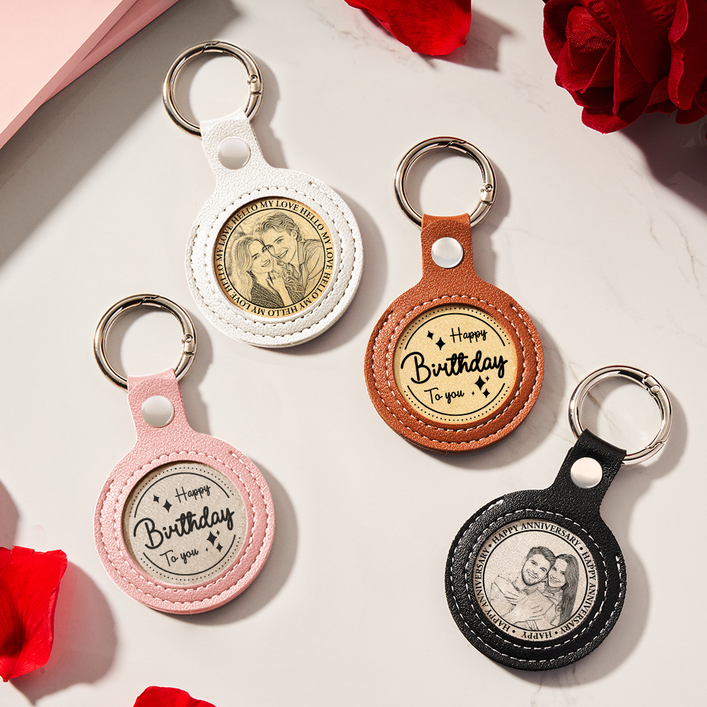 Personalized Calendar Lucky Charm Gold Coin Keychain with Custom Photo & Date | Engraved Titanium Steel Coin in PU Leather Case | Anniversary, Birthday, Christmas Gift for Couples - Get Photo Blanket