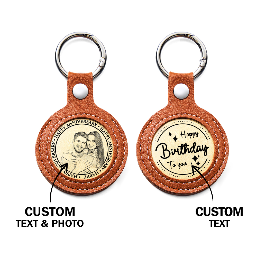 Personalized Calendar Lucky Charm Gold Coin Keychain with Custom Photo & Date | Engraved Titanium Steel Coin in PU Leather Case | Anniversary, Birthday, Christmas Gift for Couples - Get Photo Blanket