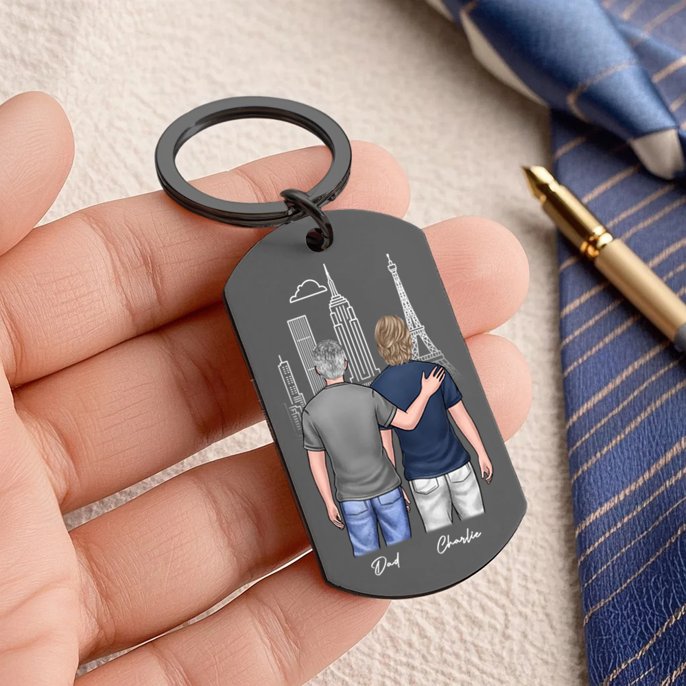 I Love Watching You Become A Dad - Family Personalized Custom Keychain