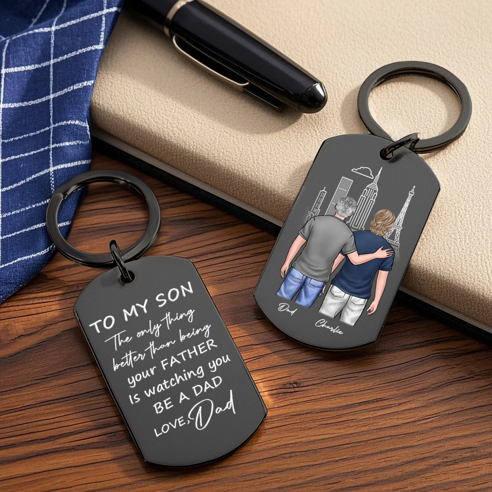 I Love Watching You Become A Dad - Family Personalized Custom Keychain