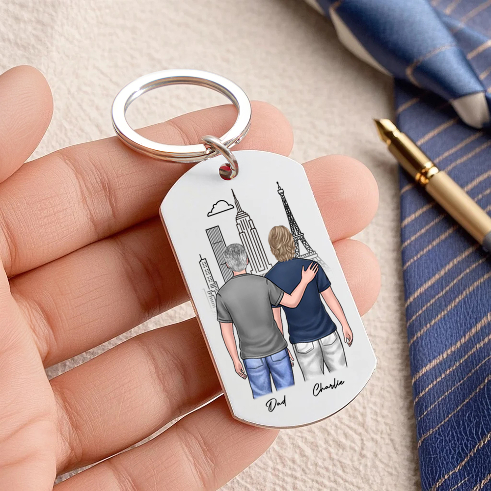 I Love Watching You Become A Dad - Family Personalized Custom Keychain