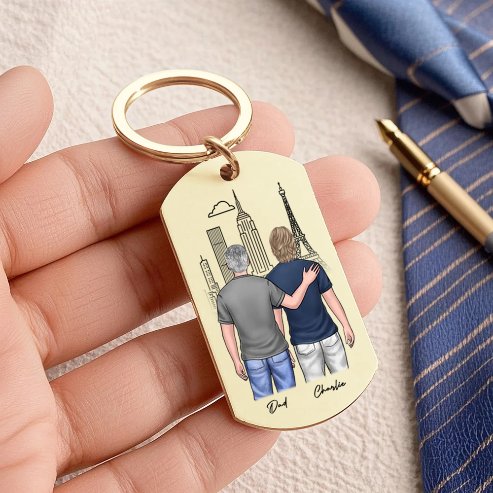 I Love Watching You Become A Dad - Family Personalized Custom Keychain