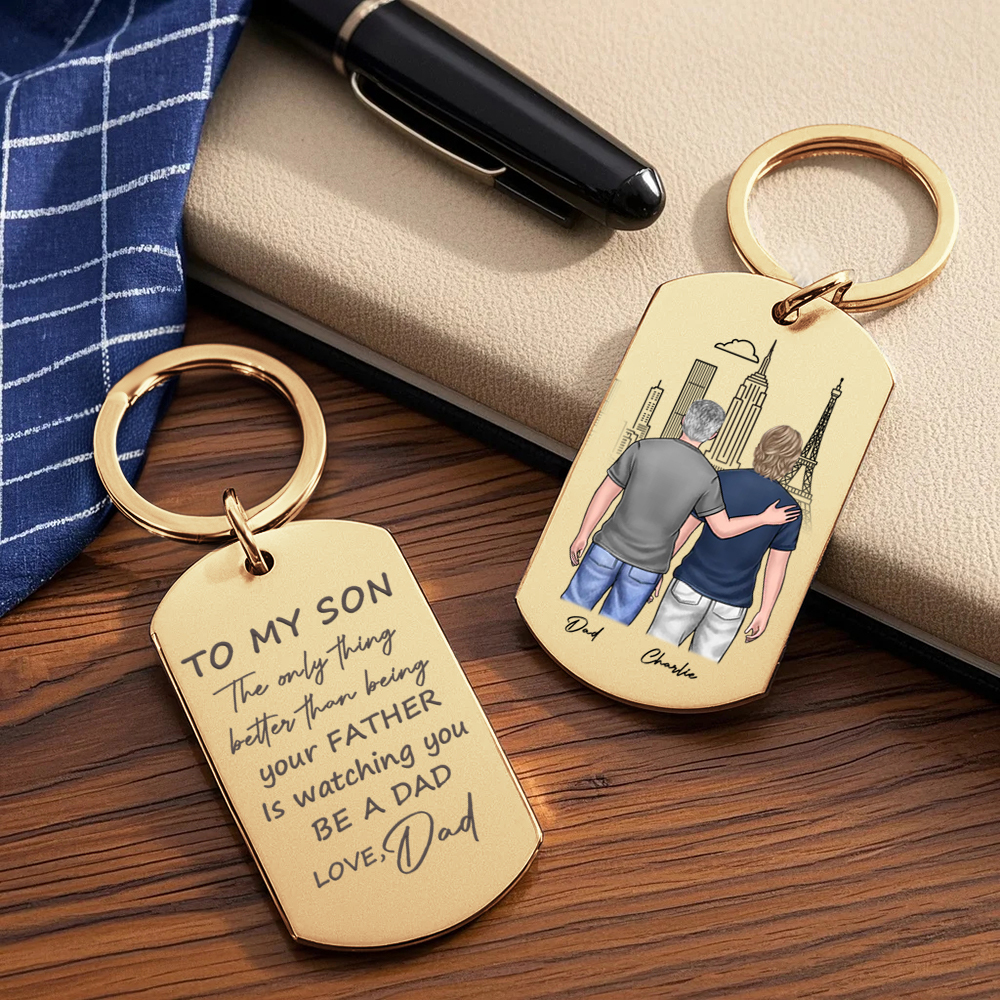 I Love Watching You Become A Dad - Family Personalized Custom Keychain