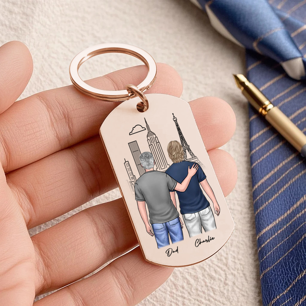 I Love Watching You Become A Dad - Family Personalized Custom Keychain