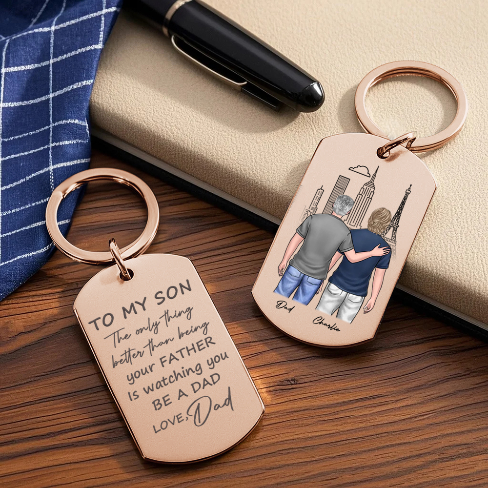 I Love Watching You Become A Dad - Family Personalized Custom Keychain