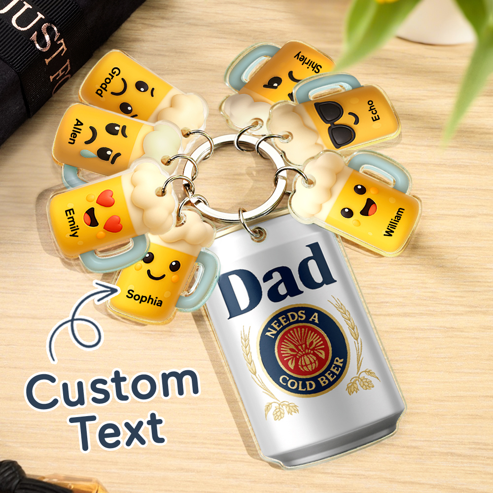Personalized Name Beer Keychain With Little Beer Mug Charms Acrylic Tag Keychain Personalized Gifts For Father - Get Photo Blanket