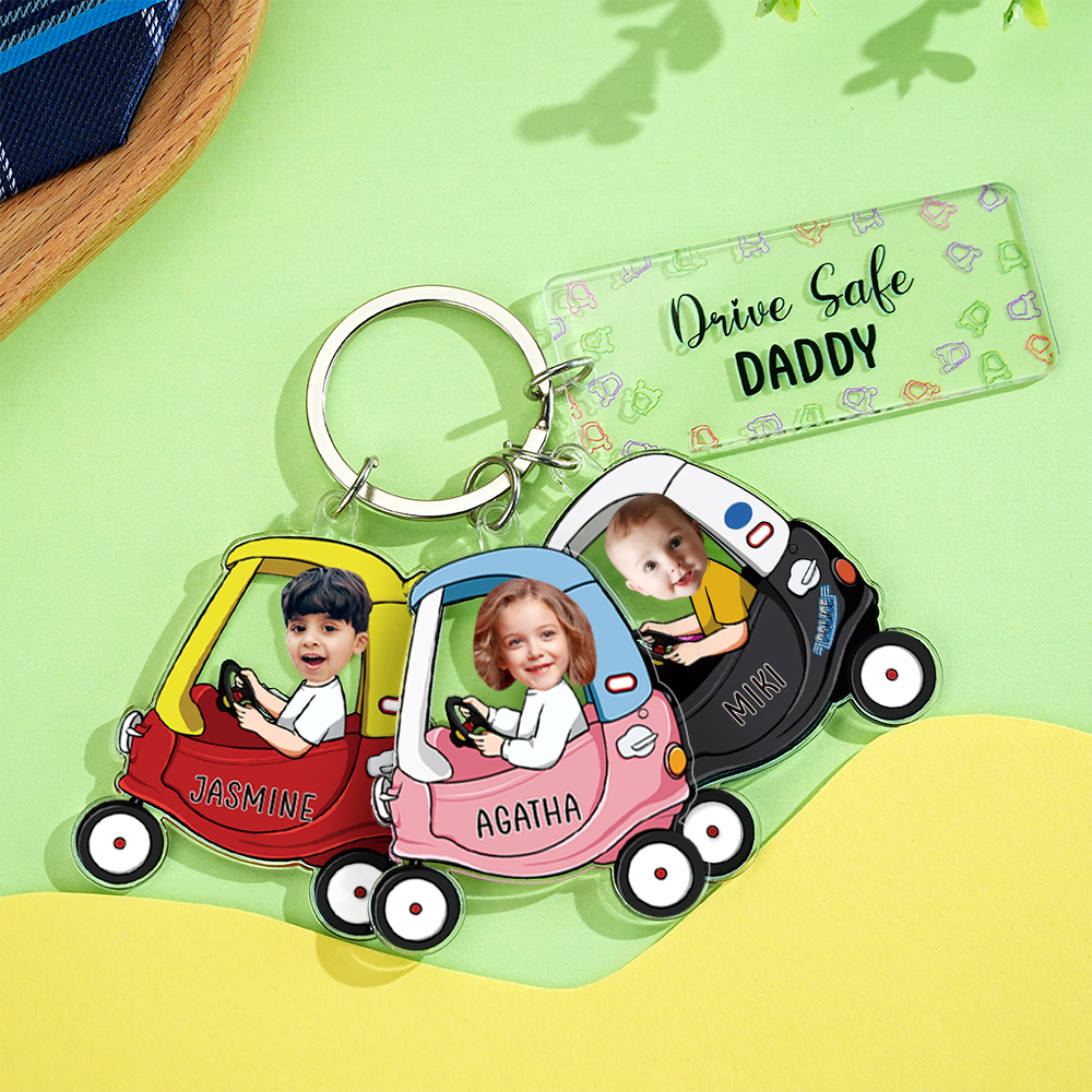 Personalized Keychain Custom Photo Optional Pattern Drive Safe Loving Father's Day Gift