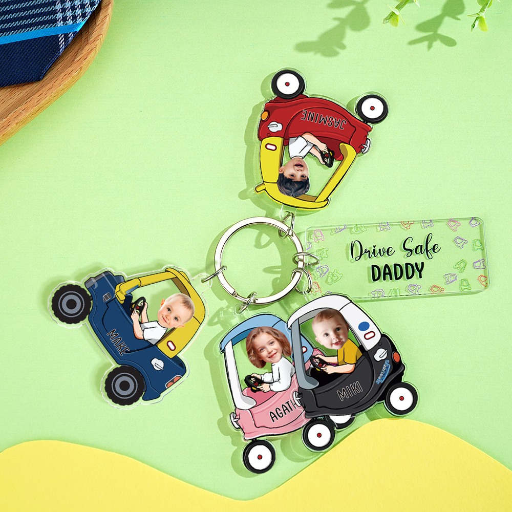 Personalized Keychain Custom Photo Optional Pattern Drive Safe Loving Father's Day Gift