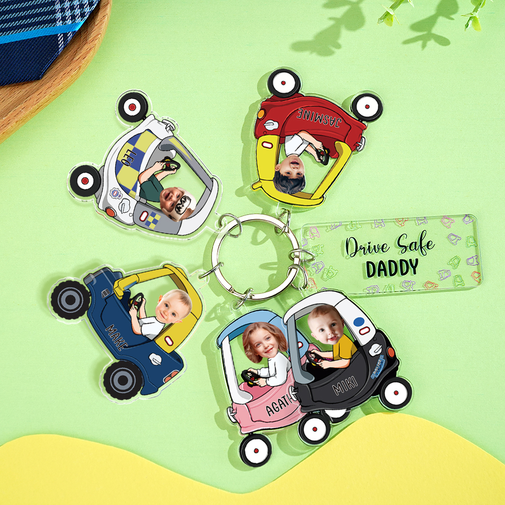 Personalized Keychain Custom Photo Optional Pattern Drive Safe Loving Father's Day Gift