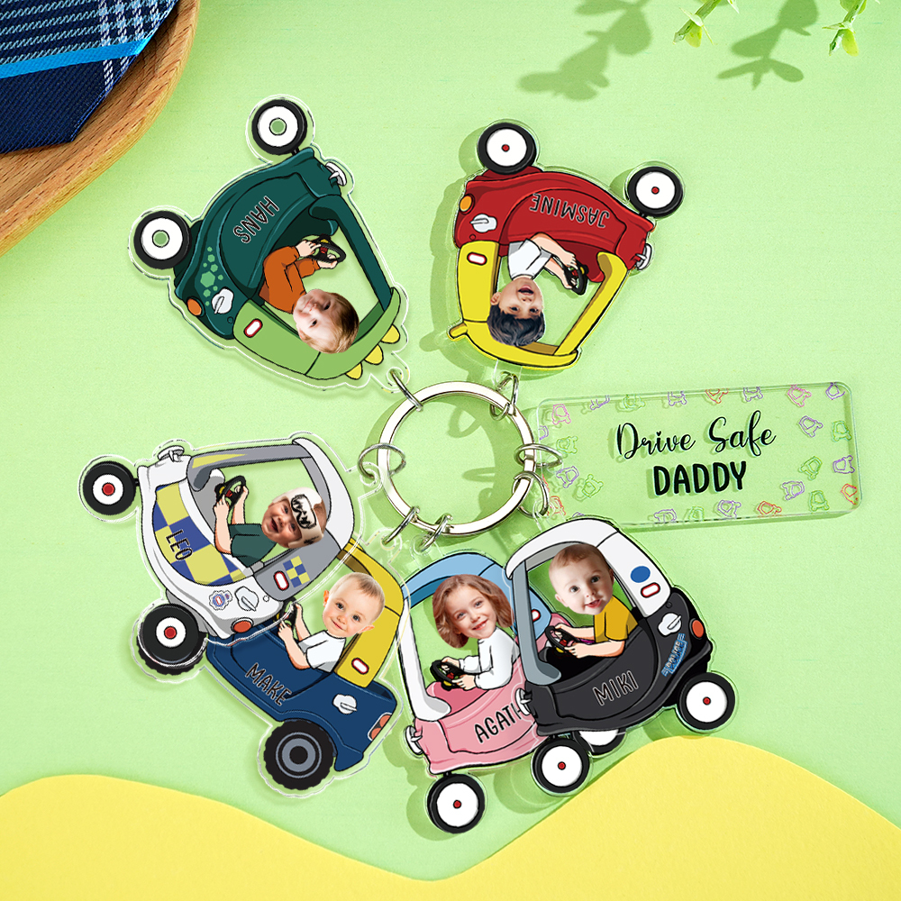 Personalized Keychain Custom Photo Optional Pattern Drive Safe Loving Father's Day Gift
