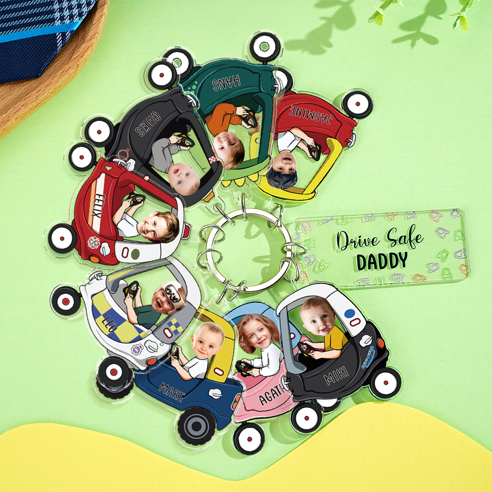 Personalized Keychain Custom Photo Optional Pattern Drive Safe Loving Father's Day Gift