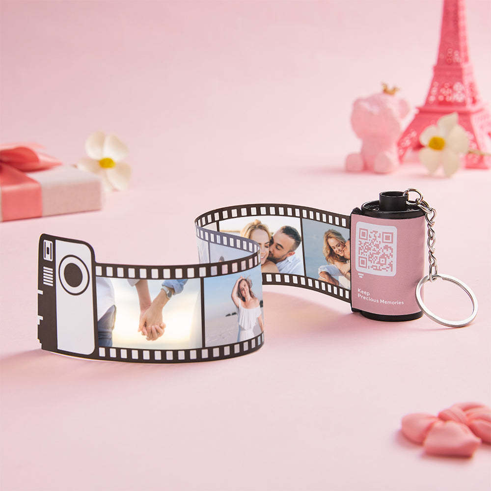 Scannable QR Code Shell Film Roll Keychain with Your Photo or Text Multiphoto Personalized Gift for Her - Get Photo Blanket