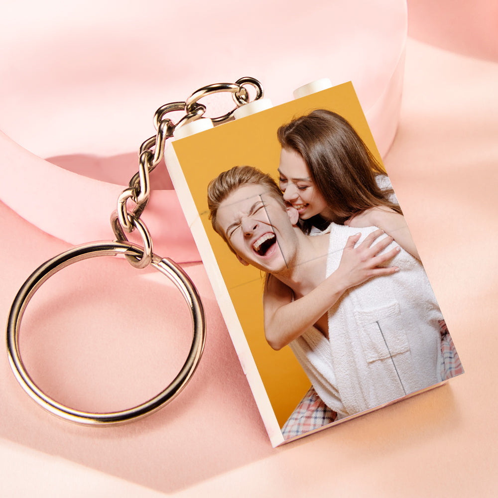 Custom Photo Building Block Vertical Keychain Bricks Puzzle Keyring