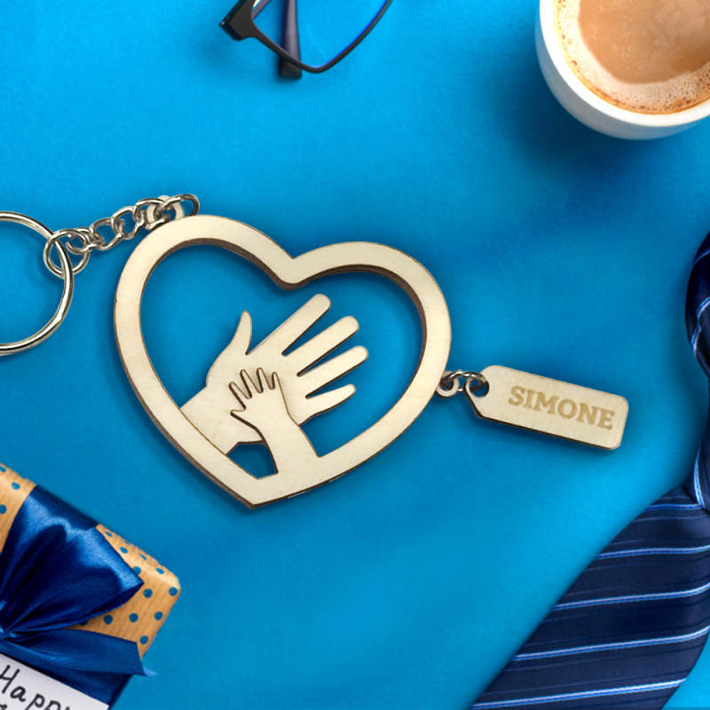Custom Hands with Name tags Keychain Gift for Father's Day