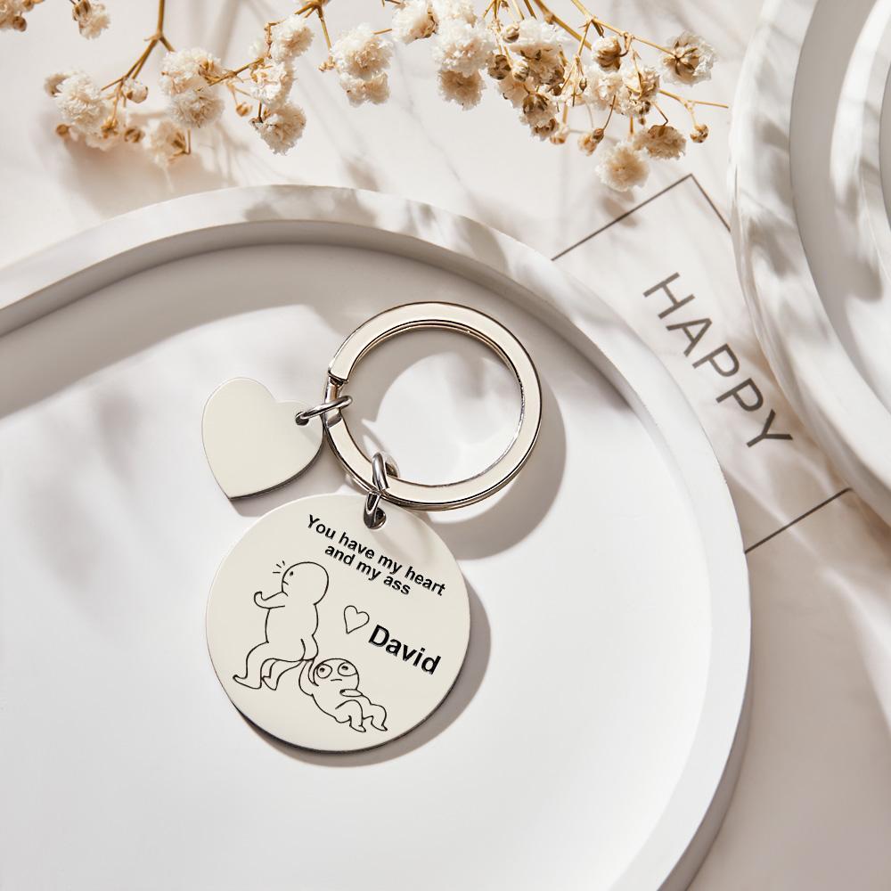 Funny Keychain-You Have My Heart and My Ass Gift for Boyfriend gift/Girlfriend gift/Couple Keychain - Get Photo Blanket