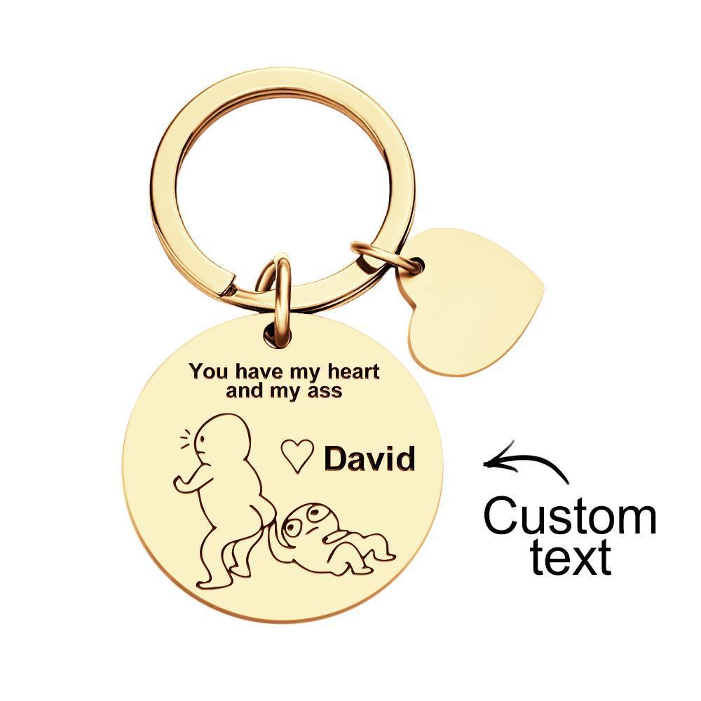 Funny Keychain-You Have My Heart and My Ass Gift for Boyfriend gift/Girlfriend gift/Couple Keychain - Get Photo Blanket
