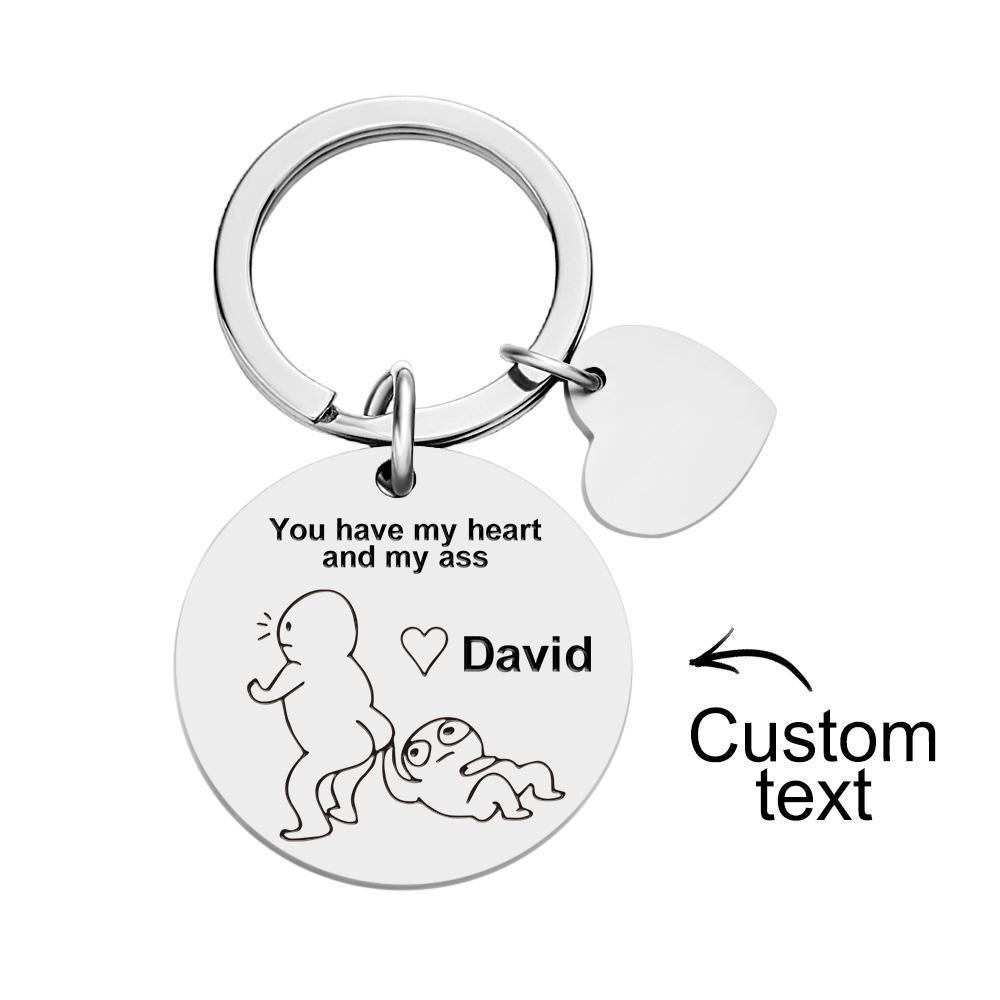 Funny Keychain-You Have My Heart and My Ass Gift for Boyfriend gift/Girlfriend gift/Couple Keychain - Get Photo Blanket