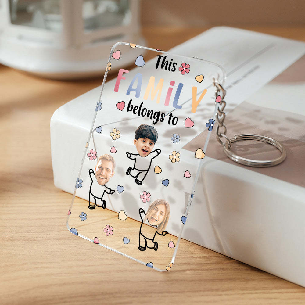 Personalized Custom Faces Acrylic Keychain Text Belongs To Anniversary Birthday Gift