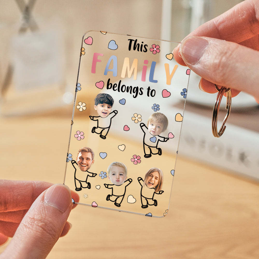 Personalized Custom Faces Acrylic Keychain Text Belongs To Anniversary Birthday Gift