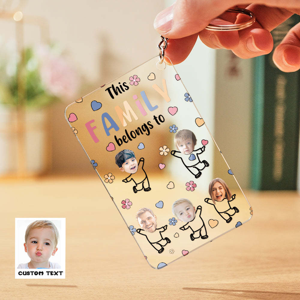 Personalized Custom Faces Acrylic Keychain Text Belongs To Anniversary Birthday Gift