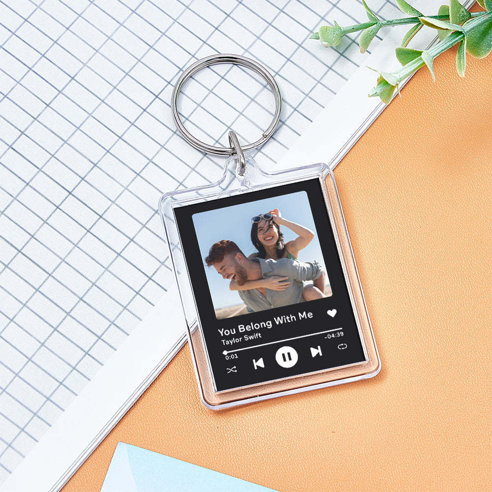 Custom Spotify Music Keychain Tap to Play NFC Tag Keychain Unique Gift for Lover - Get Photo Blanket