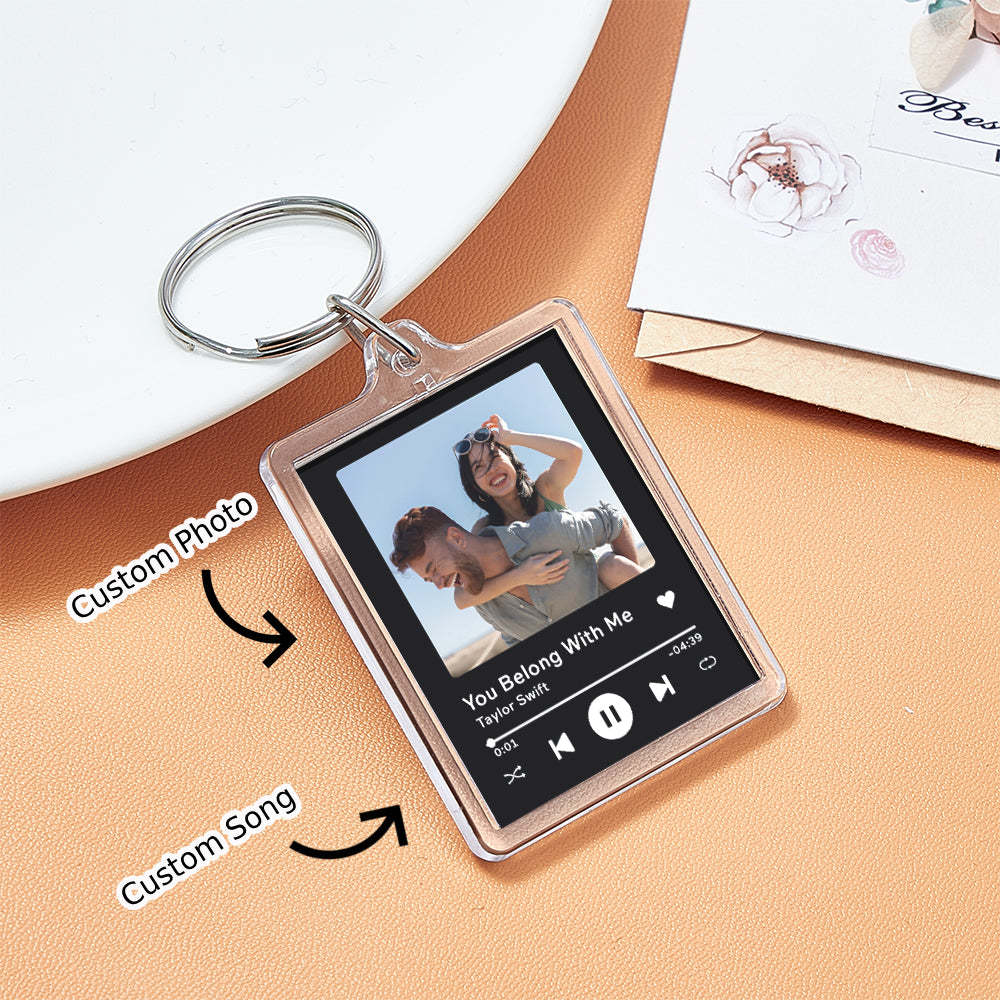 Custom Spotify Music Keychain Tap to Play NFC Tag Keychain Unique Gift for Lover - Get Photo Blanket
