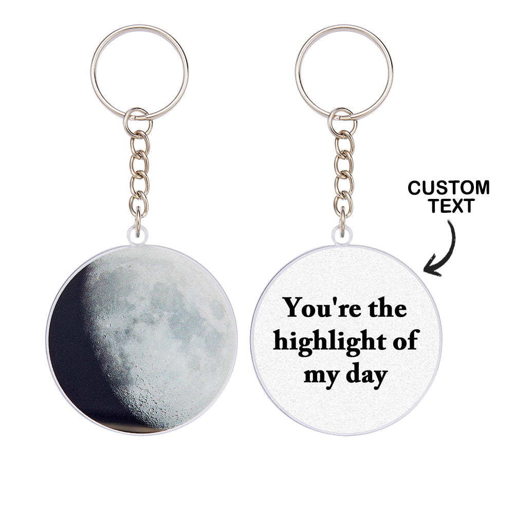 Custom Moon Phase Keychain Personalized Anniversary Gift for Him Birthday Gift for Man - Get Photo Blanket