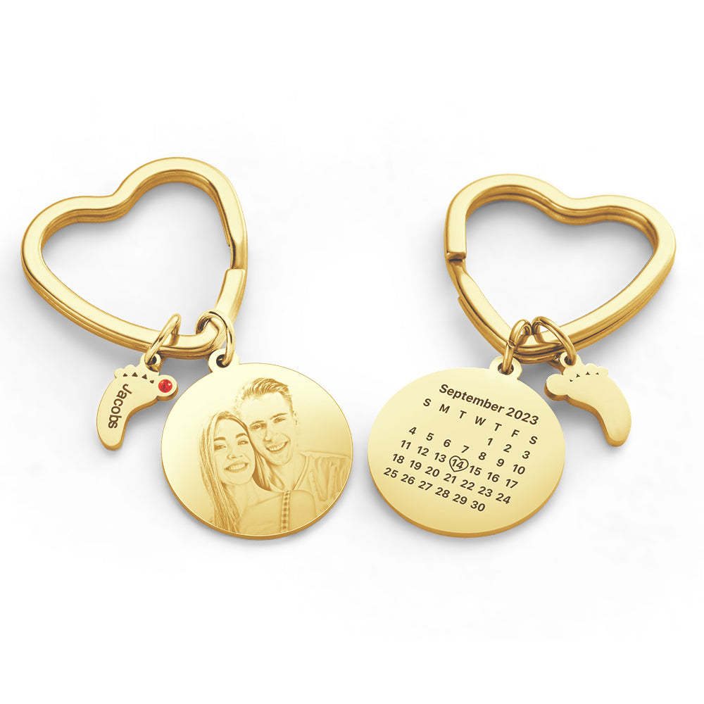 Custom Photo Calendar Keychain with Baby Feet Charm Personalized Calendar  the Perfect Heartfelt Gift - Get Photo Blanket