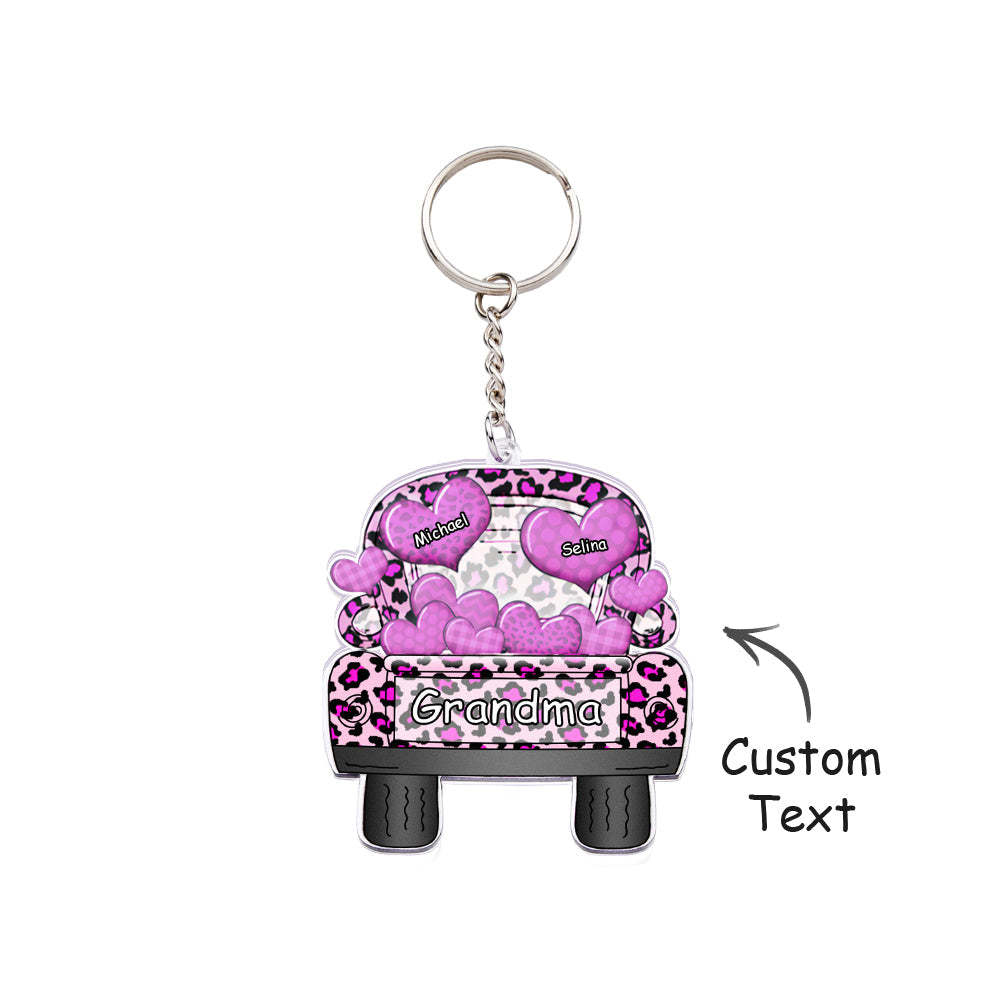 Personalized Nickname Truck Loading Heart Acrylic Keychain Christmas Gift Decor Gift Grandma Nana Papa - Get Photo Blanket