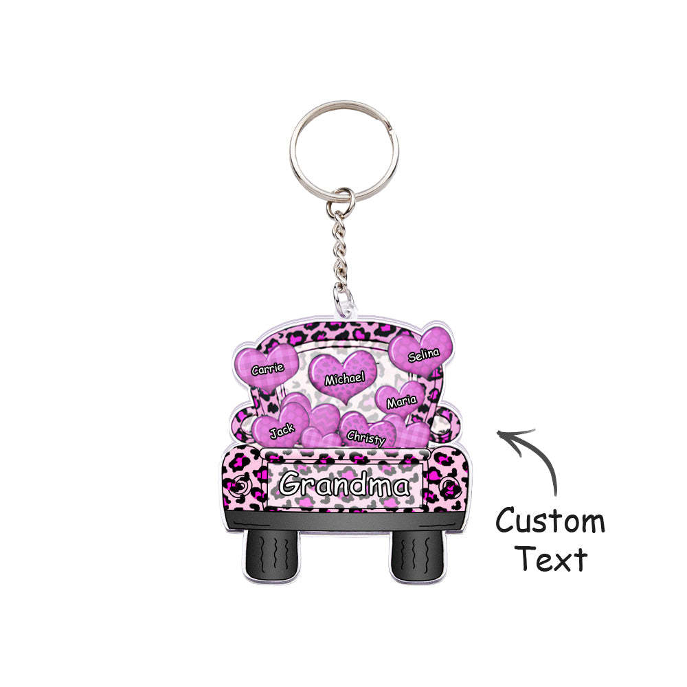 Personalized Nickname Truck Loading Heart Acrylic Keychain Christmas Gift Decor Gift Grandma Nana Papa - Get Photo Blanket