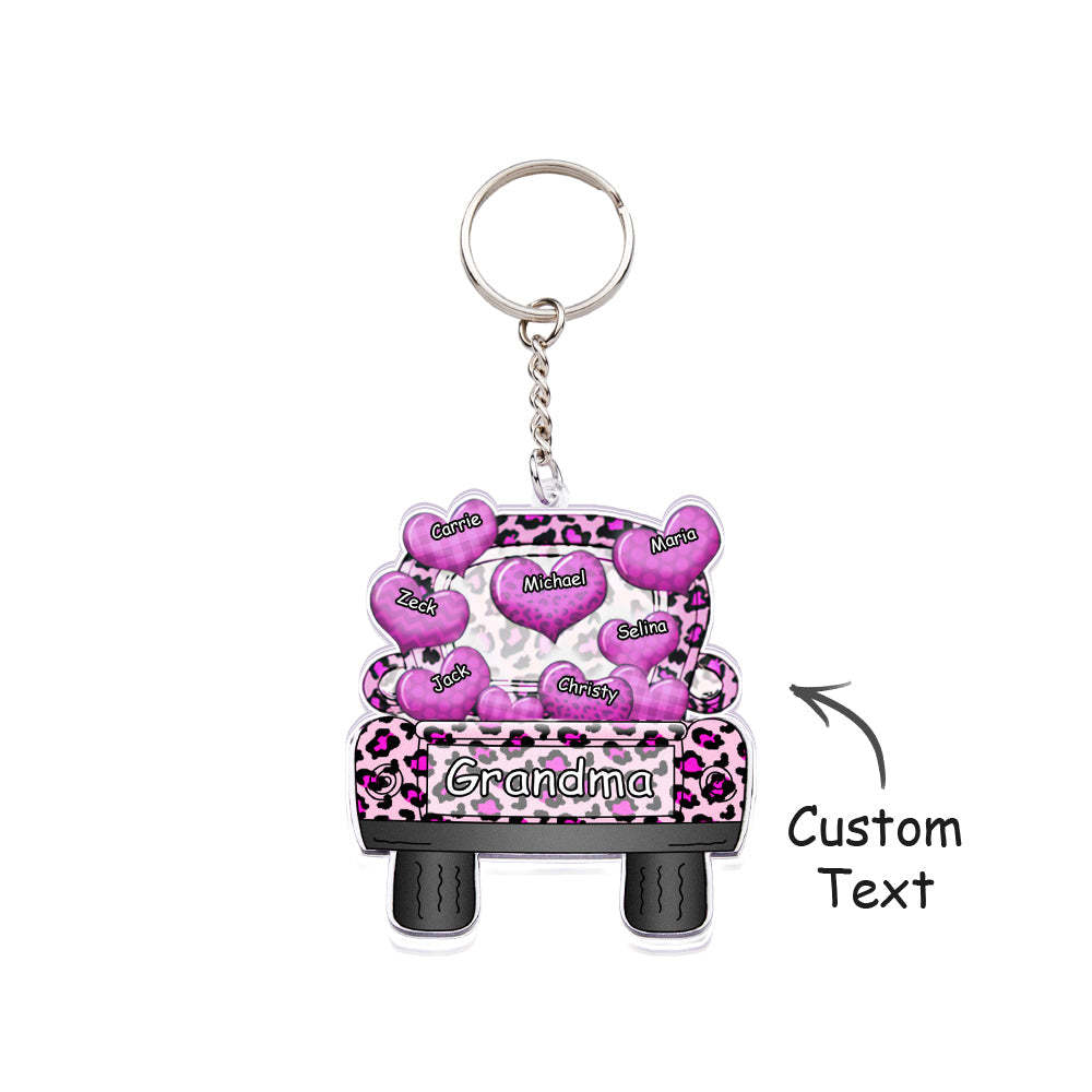 Personalized Nickname Truck Loading Heart Acrylic Keychain Christmas Gift Decor Gift Grandma Nana Papa - Get Photo Blanket