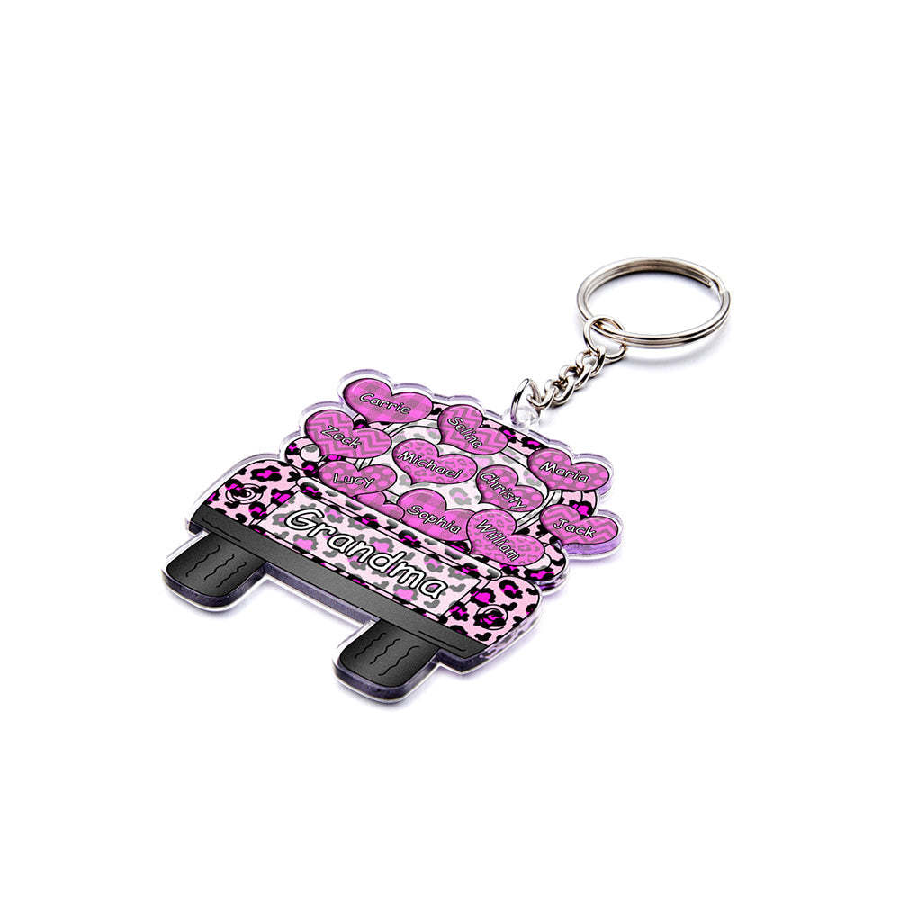 Personalized Nickname Truck Loading Heart Acrylic Keychain Christmas Gift Decor Gift Grandma Nana Papa - Get Photo Blanket