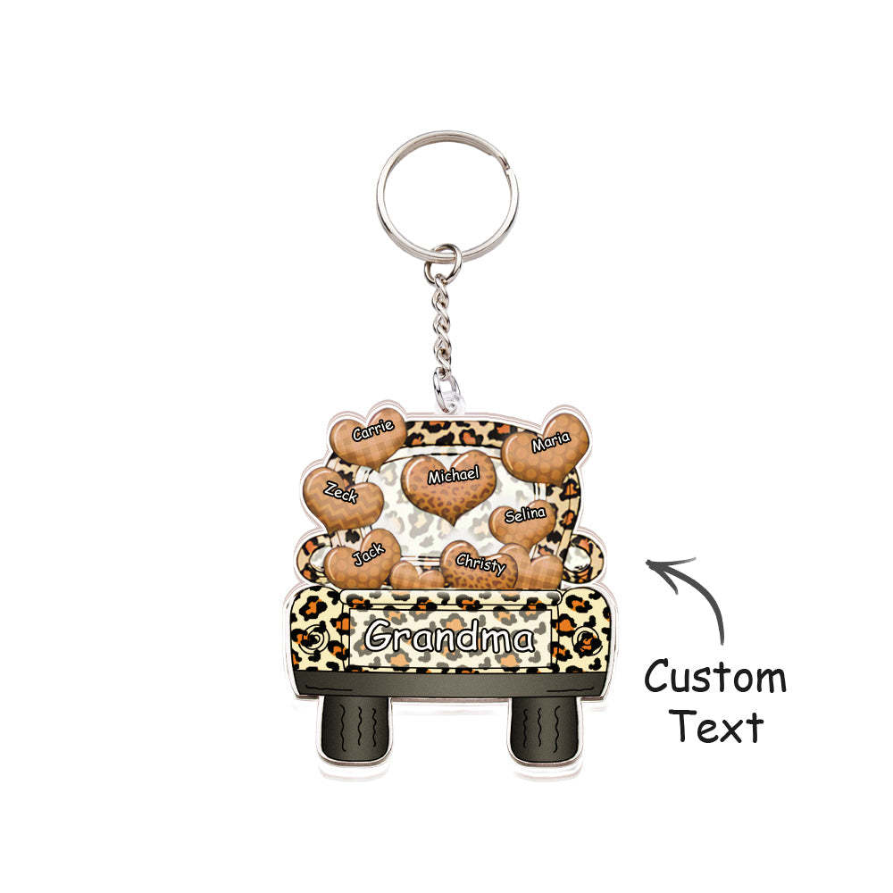 Personalized Nickname Truck Loading Heart Acrylic Keychain Christmas Gift Decor Gift Grandma Nana Papa - Get Photo Blanket