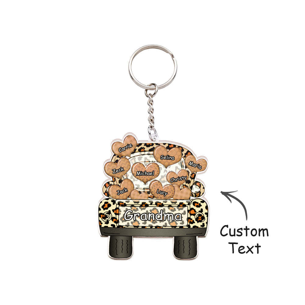 Personalized Nickname Truck Loading Heart Acrylic Keychain Christmas Gift Decor Gift Grandma Nana Papa - Get Photo Blanket